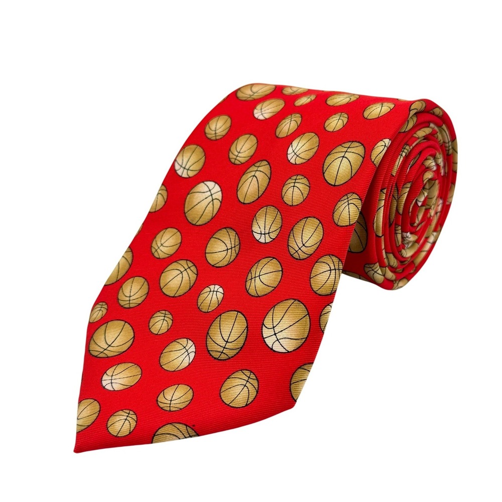 Utopia Basketball Novelty Mens‎ 100% Rayon Necktie Red Tan 58.5"L